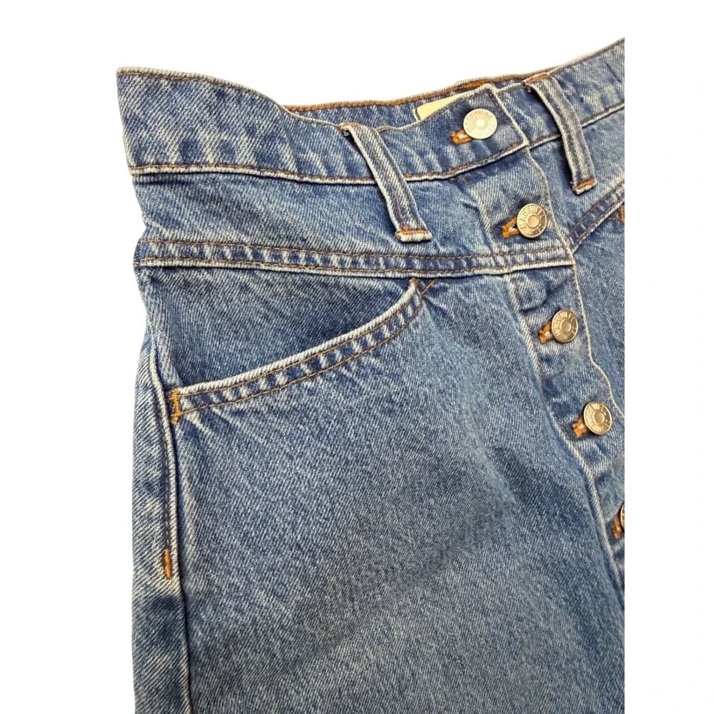 Madewell Denim Button Front‎ A Line Mini Skirt Medium Wash Womens Size 28